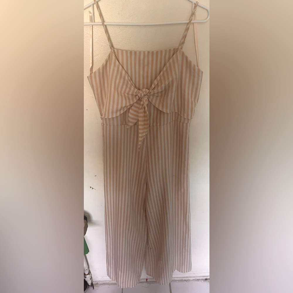 Tan striped romper
